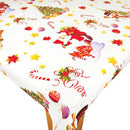 Happy Santa on White Vinyl Oilcloth Tablecloth