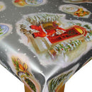 Santas Knocking SILVER Christmas Vinyl Oilcloth Tablecloth