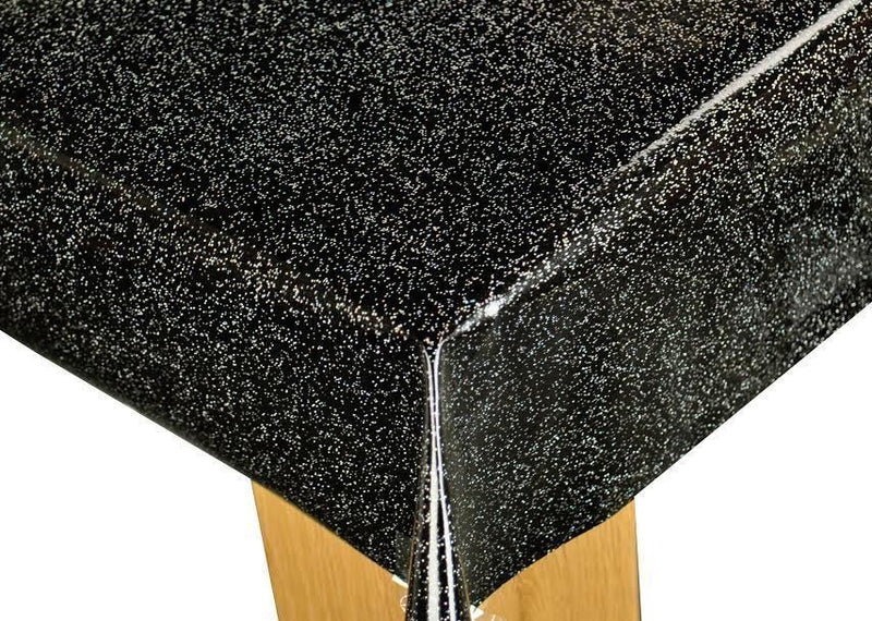 Black Glittery Glitter Vinyl Oilcloth Tablecloth