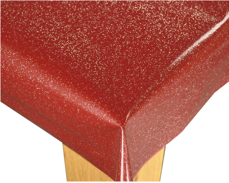 Red Cherry Glittery Glitter Vinyl Oilcloth Tablecloth