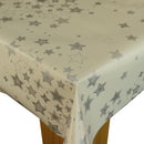 Stellar Stars Silver Vinyl Oilcloth Tablecloth