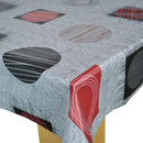 Jupiter Grey and Red  Vinyl Oilcloth Tablecloth