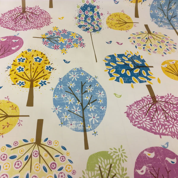 Fun Trees Multi Vinyl Oilcloth Tablecloth