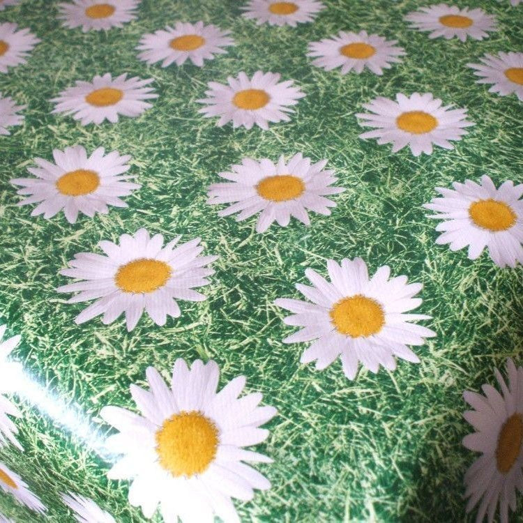 Daisy on Grass Vinyl Oilcloth Tablecloth