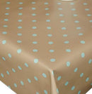 Taupe and Duckegg Dotty PVC Wipe Clean Tablecloth