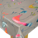 Barmy Birds Taupe Vinyl Oilcloth Tablecloth