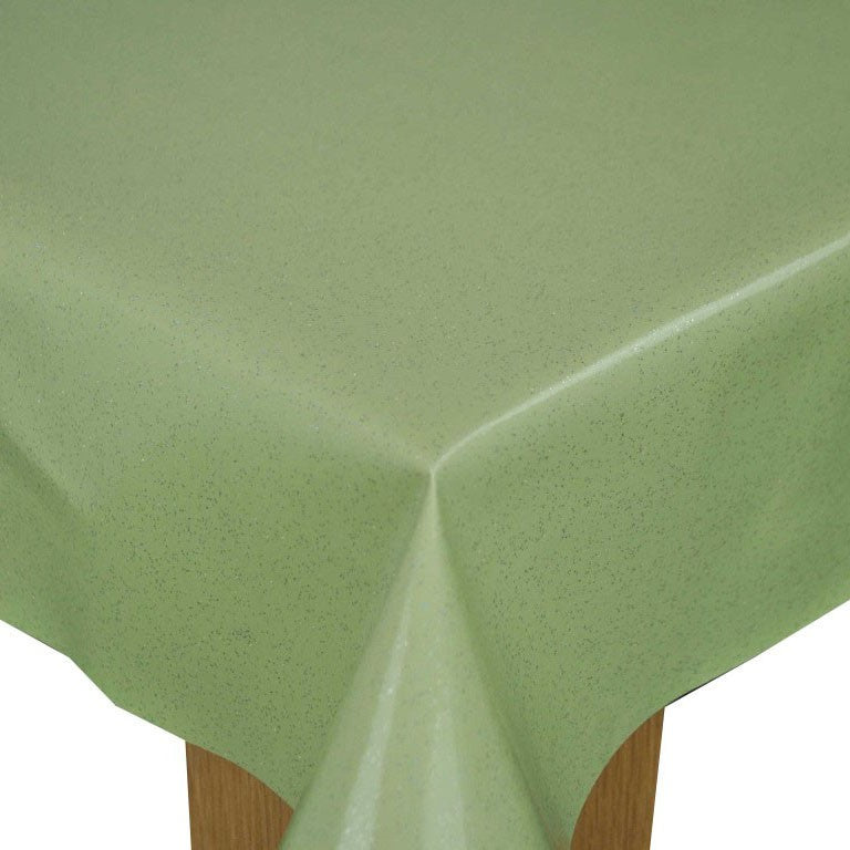Sage Green Glittery Glitter Vinyl Oilcloth Tablecloth