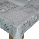 Home Sweet Home Grey Vinyl Oilcloth Tablecloth