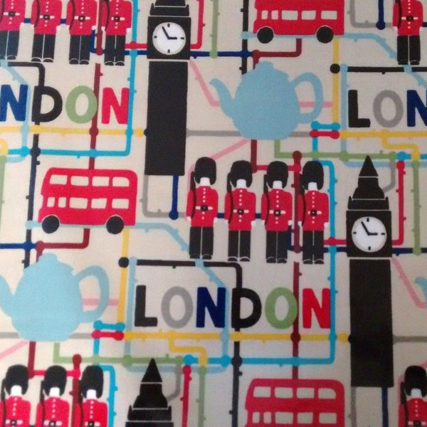 Square Wipe Clean Tablecloth  PVC Oilcloth 132cm x 132cm London Multi