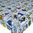 Alphabet Silver Vinyl Oilcloth Tablecloth