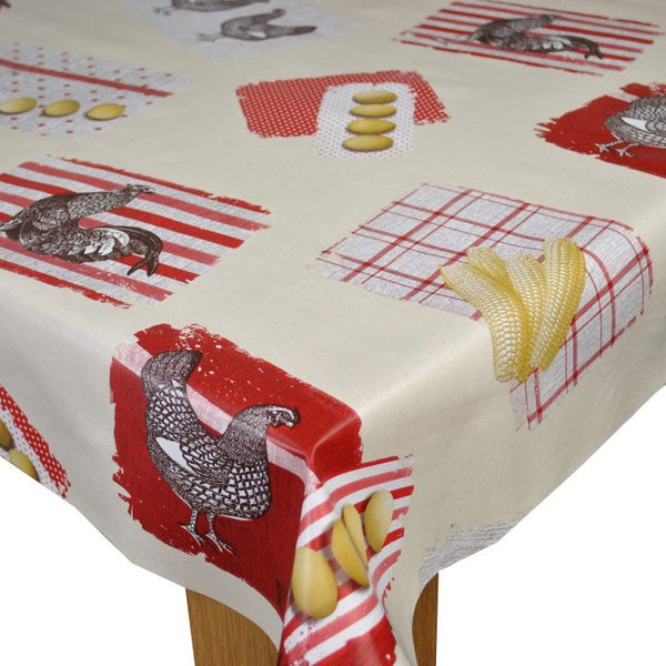 Country Kitchen Cream Vinyl Oilcloth Tablecloth