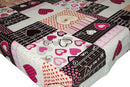 Love Heart Purple Vinyl Oilcloth Tablecloth