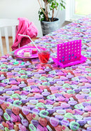 Sweets Love Hearts Vinyl Oilcloth Tablecloth