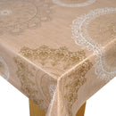 Mandala Taupe Vinyl Oilcloth Tablecloth