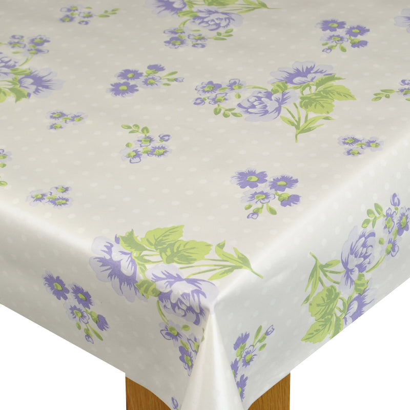 Shabby Flower Lilac Vinyl Oilcloth Tablecloth