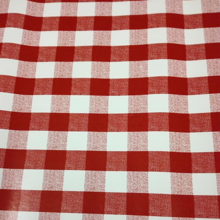 Wine Gingham Check Vinyl Oilcloth Tablecloth