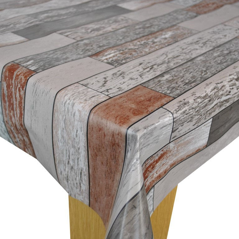 Distressed Wood Effect Grey  Vinyl Oilcloth Tablecloth