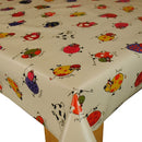 Funky Cows on BEIGE  Vinyl Oilcloth Tablecloth