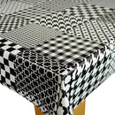 Black Checks Patchwork Vinyl Oilcloth Tablecloth