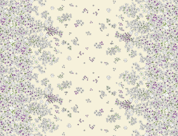 Artist Flowers Pink on Cream Vinyl Tablecloth