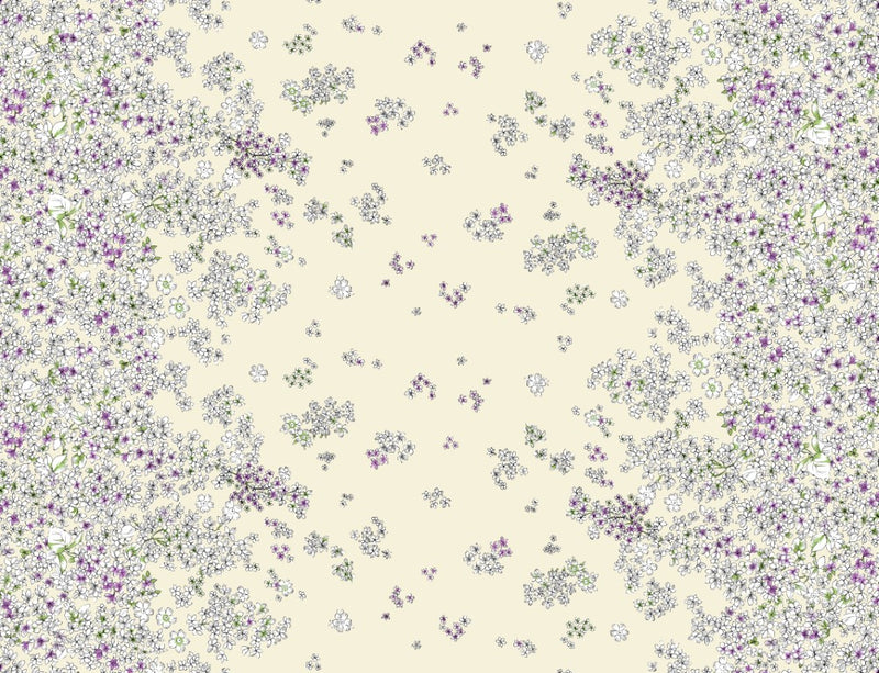 Artist Flowers Pink on Cream Vinyl Tablecloth