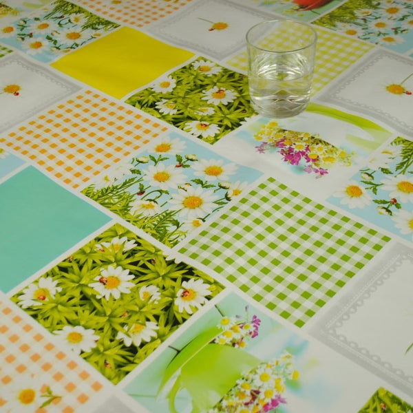 Daisy Gingham Summer Vinyl Tablecloth