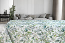 Beautiful Leaves Green and Teal Vinyl Oilcloth Tablecloth