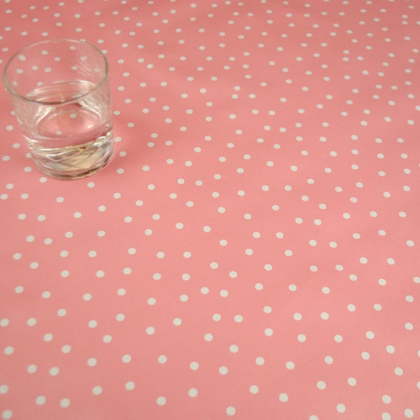 Random Spot Pink Vinyl Oilcloth Tablecloth
