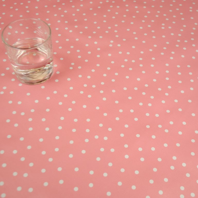 Random Spot Pink Vinyl Oilcloth Tablecloth