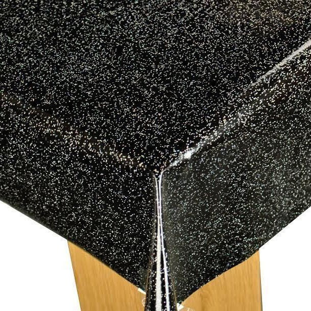 Black Glittery Glitter Vinyl Oilcloth Tablecloth