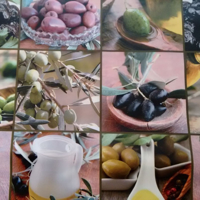 Olive Harvest Vinyl Oilcloth Tablecloth