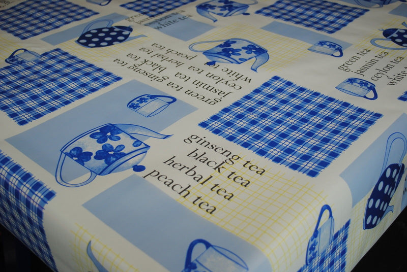 Mollys Tea Room Blue Vinyl Tablecloth