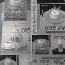 Black Coffee Vinyl Oilcloth Tablecloth