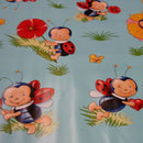 Ladybirds on Duckegg Vinyl Oilcloth Tablecloth