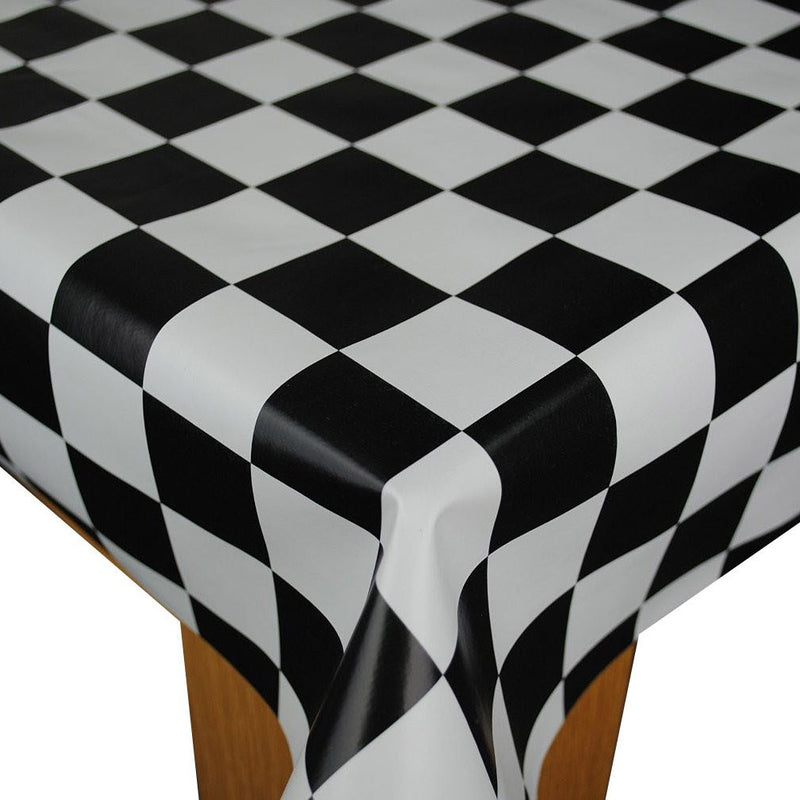 Black Chef Original Racing Check Vinyl Oilcloth Tablecloth