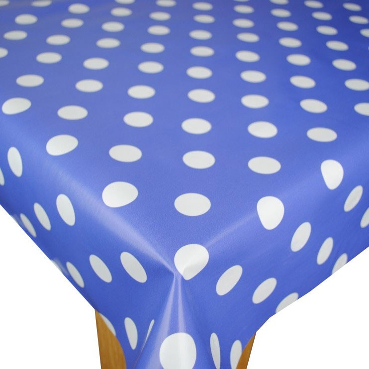 Lavender & White Polka Dot Vinyl Oilcloth Tablecloth