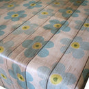 Daisy Boardwalk Blue Vinyl Oilcloth Tablecloth