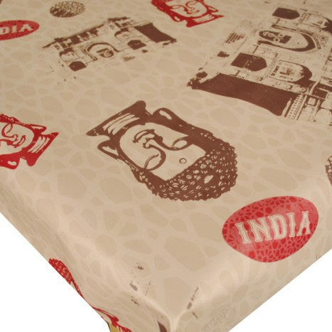 Buddha Taupe Vinyl Oilcloth Tablecloth