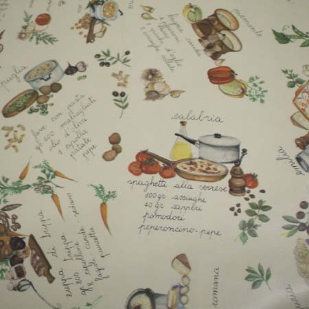Tuscany Kitchen Recipe Vinyl Oilcloth Tablecloth