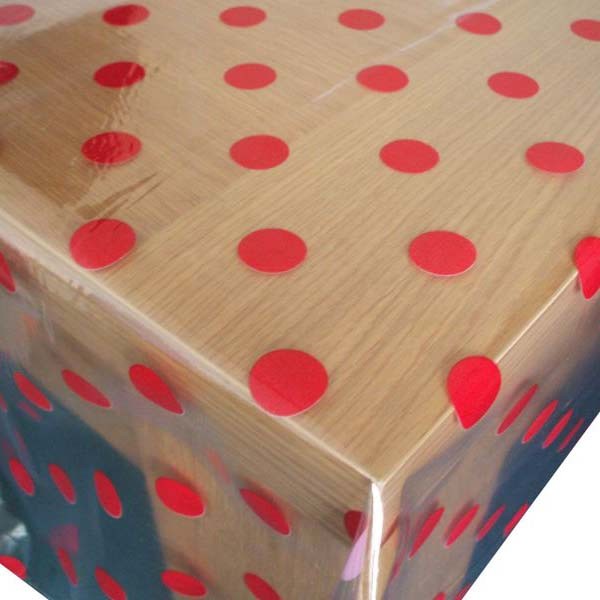 Polka Dot Red Crystal Clear Vinyl Oilcloth Tablecloth