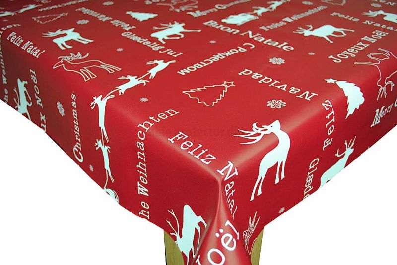 Christmas Red Noel  Vinyl Oilcloth Tablecloth