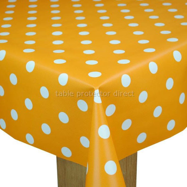 Orange & White Spot Vinyl Oilcloth Tablecloth