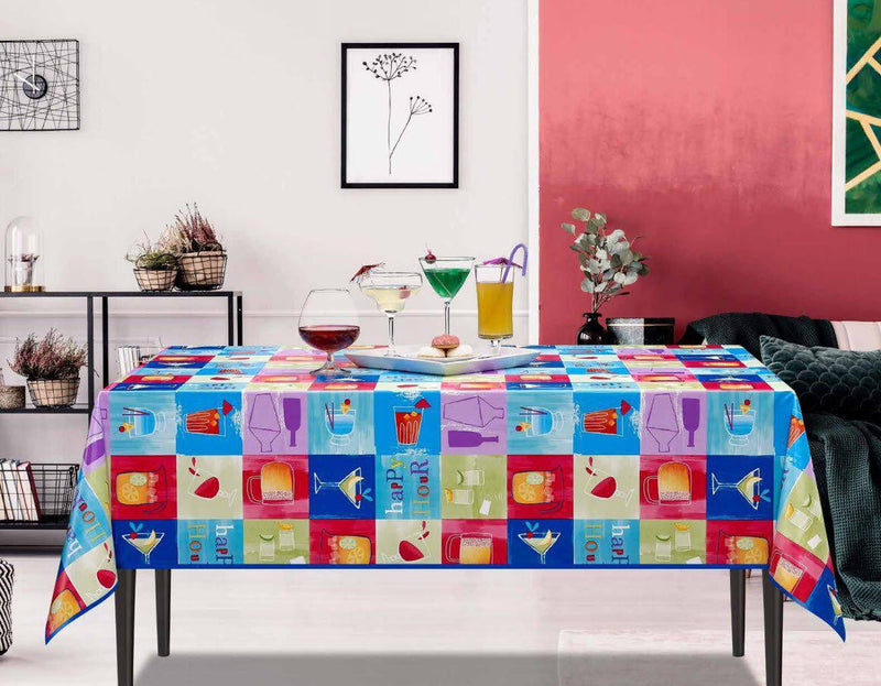Happy Hour Bright Vinyl Oilcloth Tablecloth