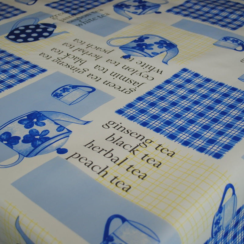Mollys Tea Room Blue Vinyl Tablecloth
