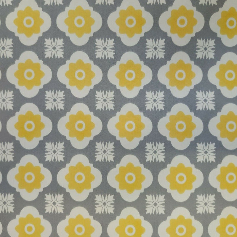 Darcey Ochre and Grey Vinyl Oilcloth Tablecloth