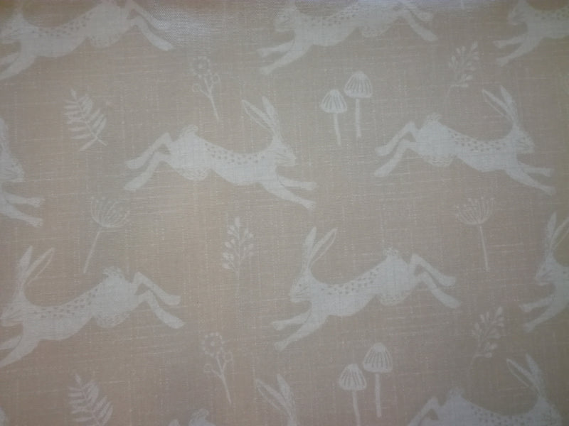 Jump Hare  Natural Linen 100% Cotton Fabric by Fryetts
