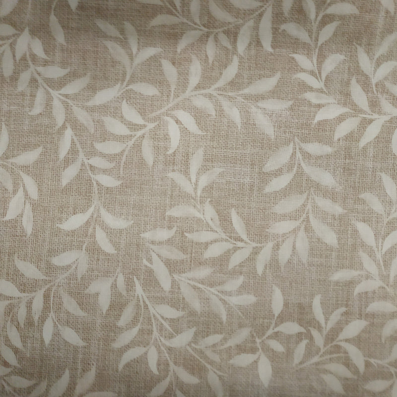 Willow Leaves Taupe Vinyl Oilcloth Tablecloth