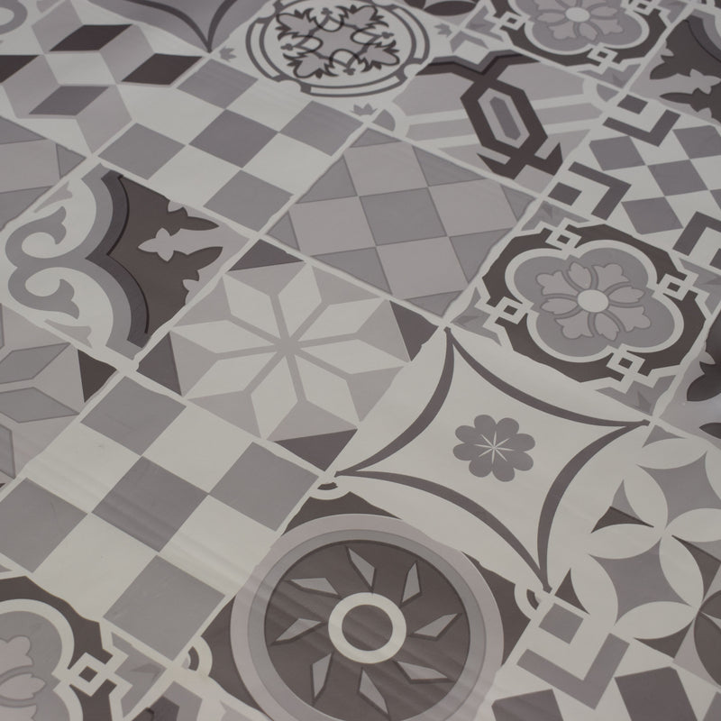 Extra Wide Grey Tiles Vinyl Oilcloth Tablecloth 180cm wide