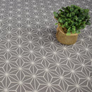 Grey Geometric Traingles Vinyl Oilcloth Tablecloth 180cm wide