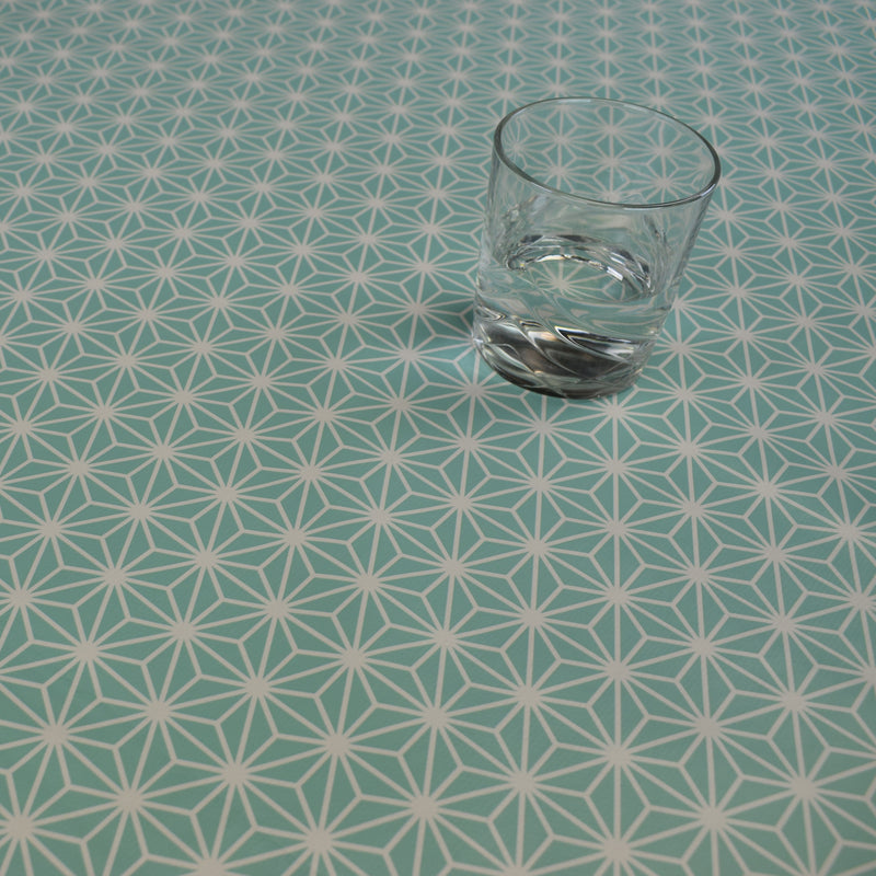 Duck Egg Geometric Triangle Vinyl Oilcloth Tablecloth